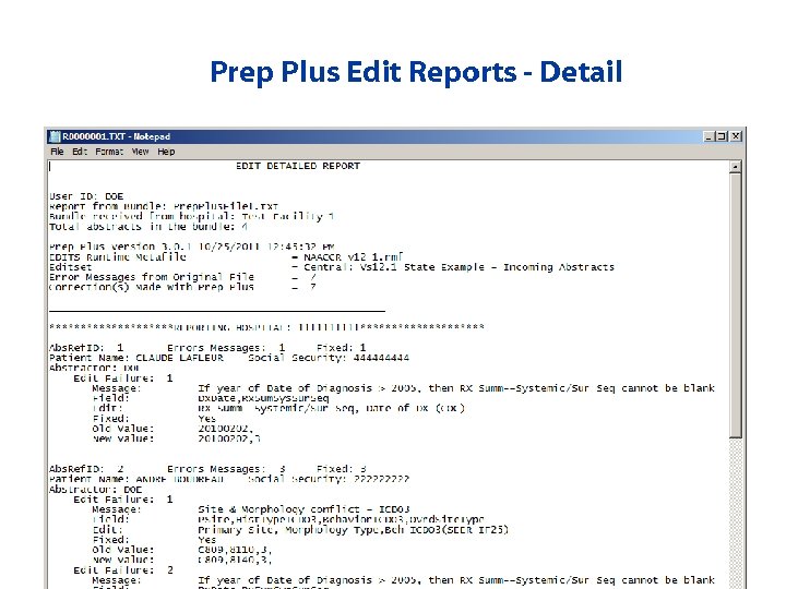 Prep Plus Edit Reports - Detail 