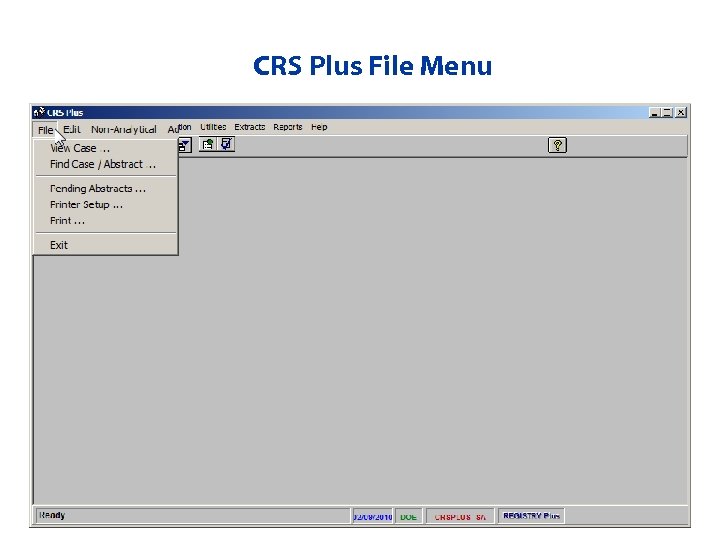 CRS Plus File Menu 