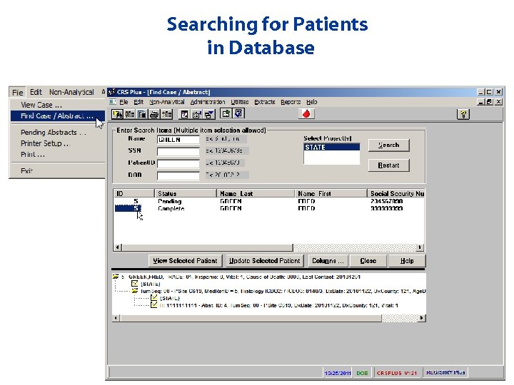 Searching for Patients in Database 