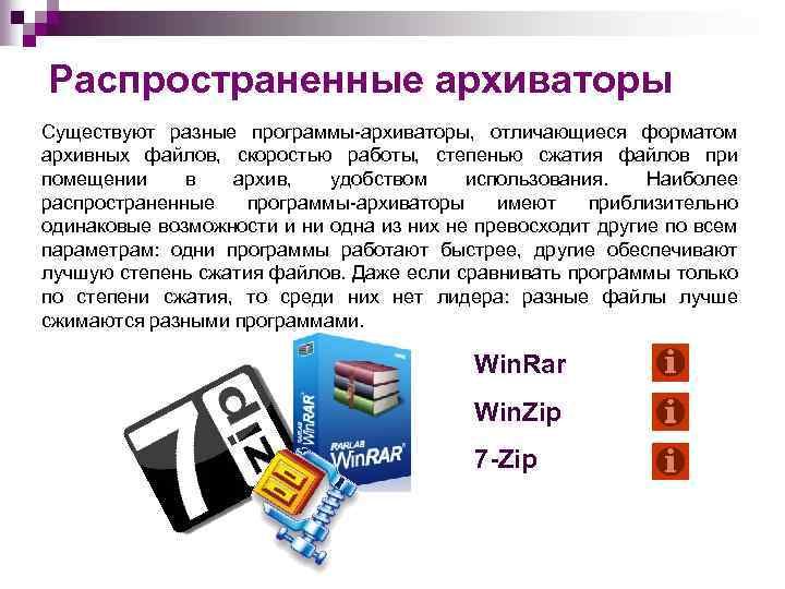 Виды архиваторов. Программы архиваторы. Распространенные программы архиваторы. Программы упаковщики. Программы-упаковщики архиваторы.