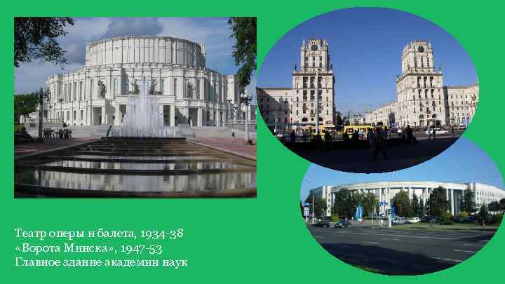 Театр оперы и балета, 1934 -38 «Ворота Минска» , 1947 -53 Главное здание академии