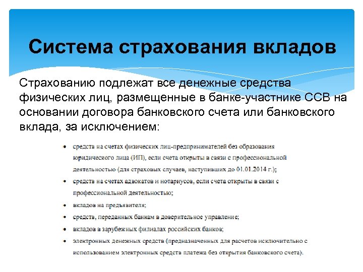 Тест денежные средства. Подлежат страхованию через ССВ. Система страхования вкладов (ССВ). Подлежат страхованию через ССВ: (система страхования вкладов). Не подлежат страхованию вклады.