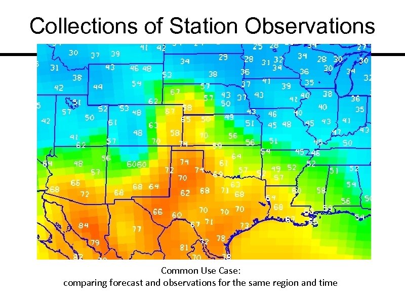 Collections of Station Observations Common Use Case: comparing forecast and observations for the same