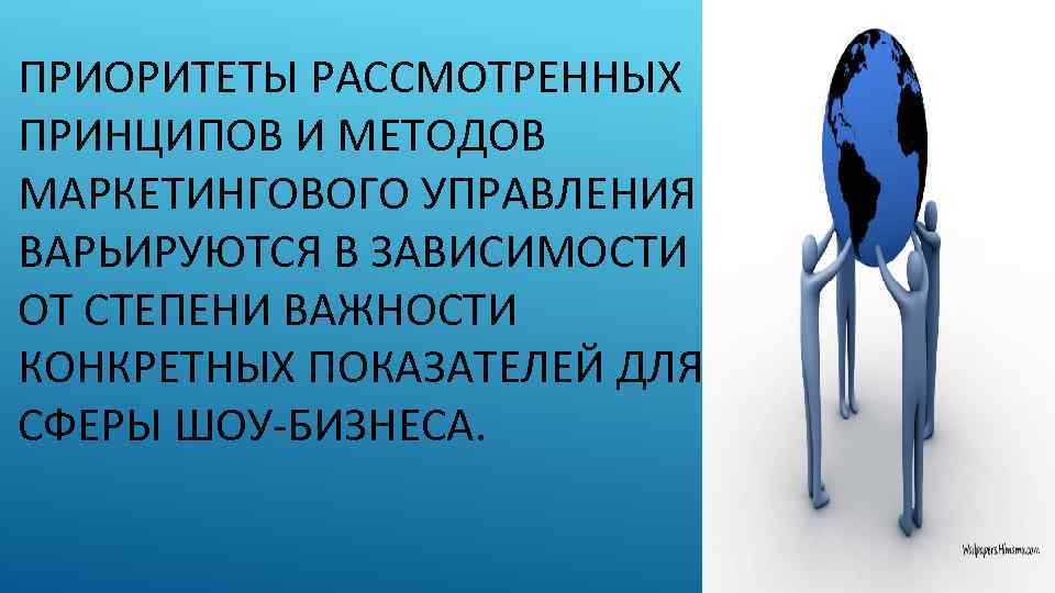 ПРИОРИТЕТЫ РАССМОТРЕННЫХ ПРИНЦИПОВ И МЕТОДОВ МАРКЕТИНГОВОГО УПРАВЛЕНИЯ ВАРЬИРУЮТСЯ В ЗАВИСИМОСТИ ОТ СТЕПЕНИ ВАЖНОСТИ КОНКРЕТНЫХ