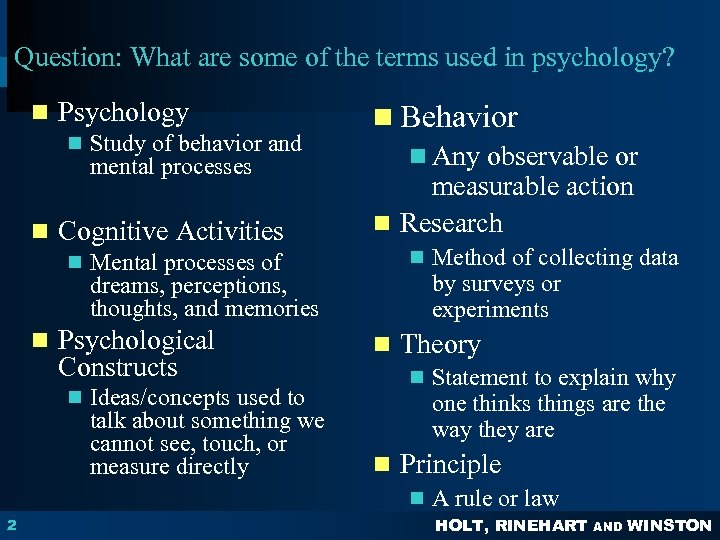 PSYCHOLOGY PRINCIPLES IN PRACTICE Chapter 1 WHAT IS