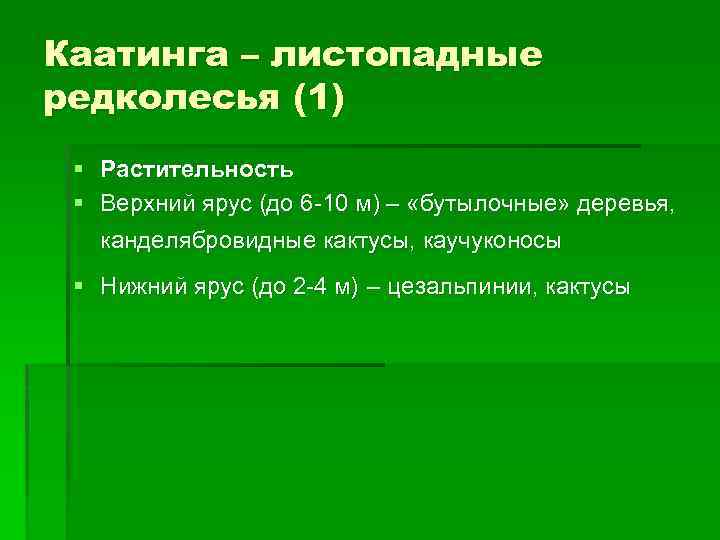 Каатинга – листопадные редколесья (1) § Растительность § Верхний ярус (до 6 -10 м)