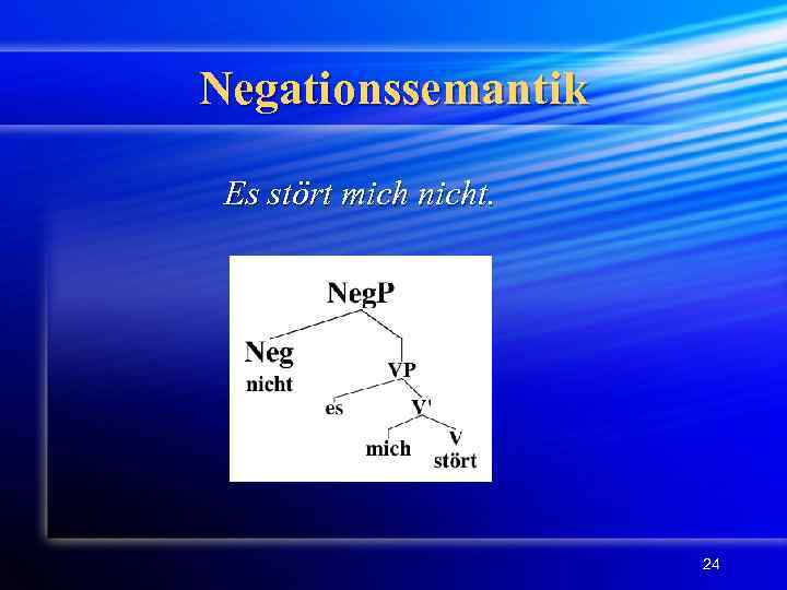 Negationssemantik Es stört mich nicht. 24 