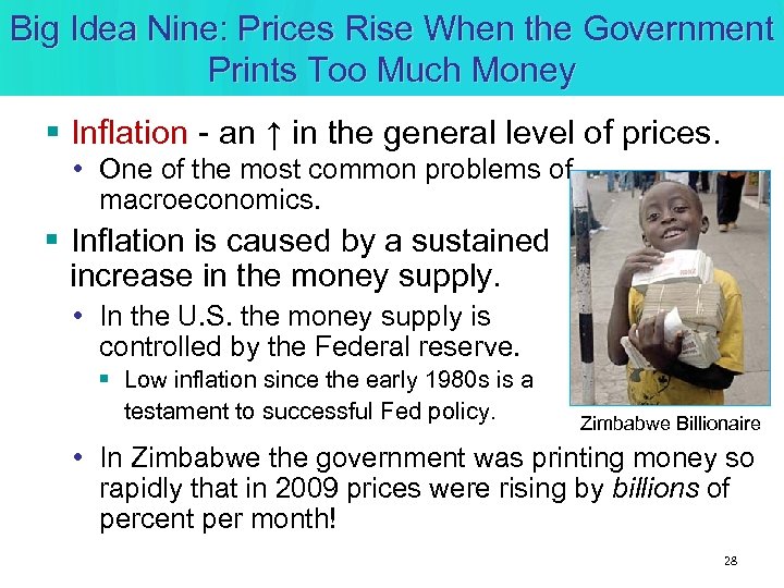 Big Idea Nine: Prices Rise When the Government Prints Too Much Money § Inflation