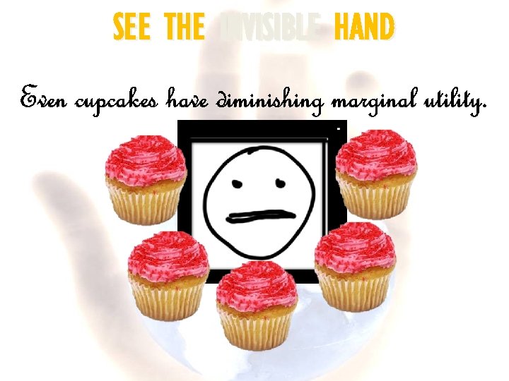 SEE THE INVISIBLE HAND Even cupcakes have diminishing marginal utility. 
