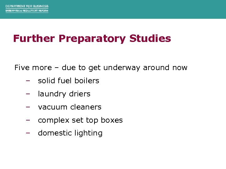 Further Preparatory Studies Five more – due to get underway around now – solid