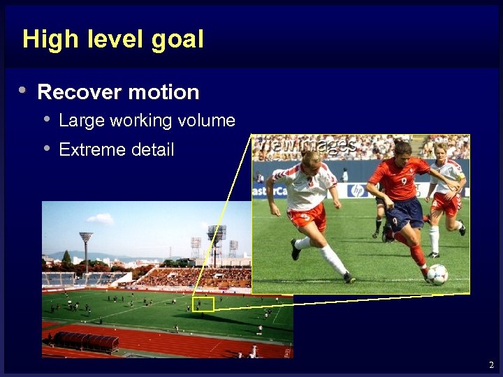 High level goal • Recover motion • Large working volume • Extreme detail 2