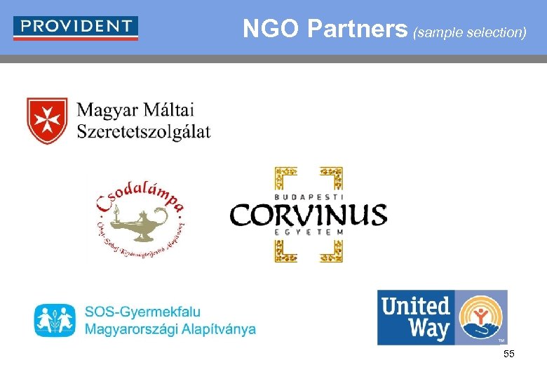 NGO Partners (sample selection) 55 