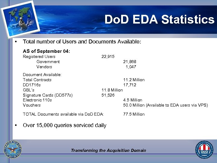 Do. D EDA Statistics • Total number of Users and Documents Available: AS of