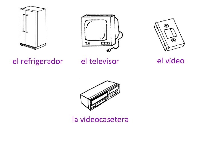 el refrigerador el televisor la videocasetera el video 