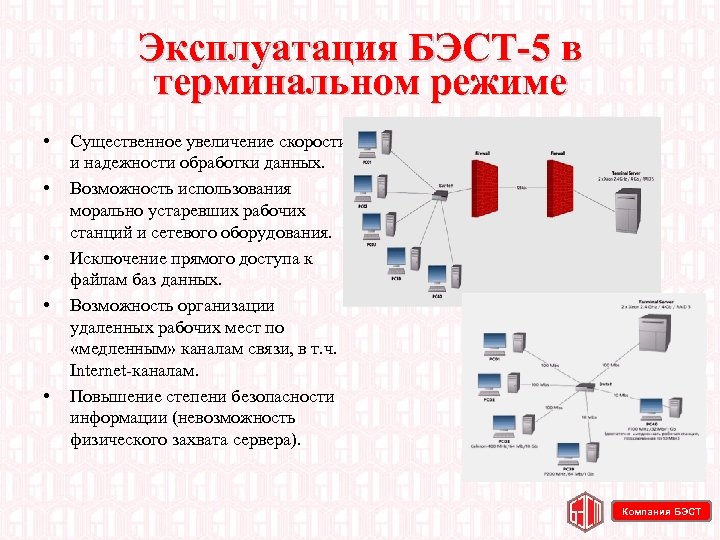 Эксплуатация БЭСТ 5 в терминальном режиме • • • Существенное увеличение скорости и надежности
