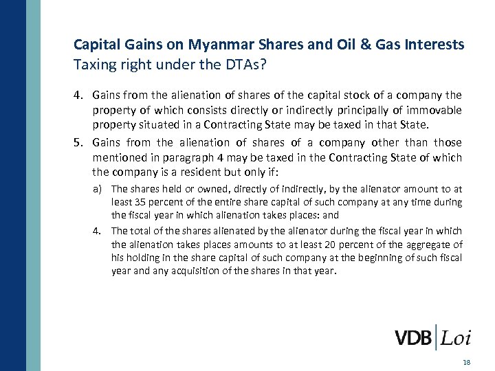 Capital Gains on Myanmar Shares and Oil & Gas Interests Taxing right under the