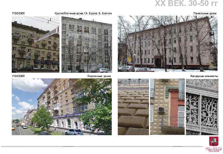 XX ВЕК. 30 -50 гг РОССИЯ Крупноблочные дома / А. Буров. Б. Блохин Кирпичные