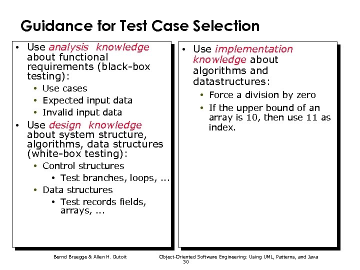 Guidance for Test Case Selection • Use analysis knowledge about functional requirements (black-box testing):