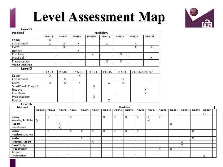 Level Assessment Map 