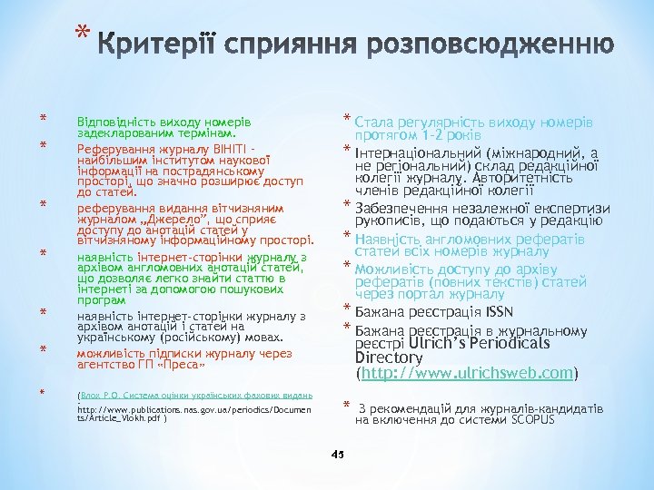 * * * * Відповідність виходу номерів задекларованим термінам. Реферування журналу ВІНІТІ – найбільшим