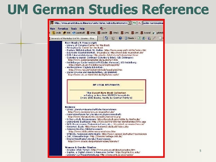 UM German Studies Reference 5 