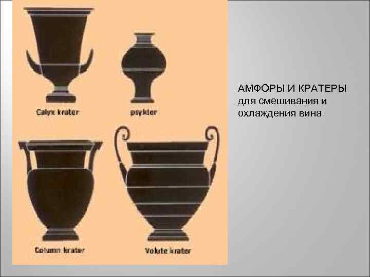 АМФОРЫ И КРАТЕРЫ для смешивания и охлаждения вина 