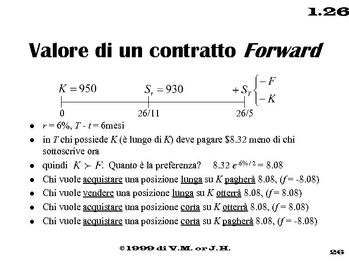 1. 26 Valore di un contratto Forward l l l l 0 26/11 26/5