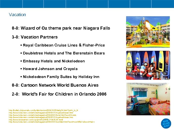 Vacation 0 -8: Wizard of Oz theme park near Niagara Falls 3 -8: Vacation