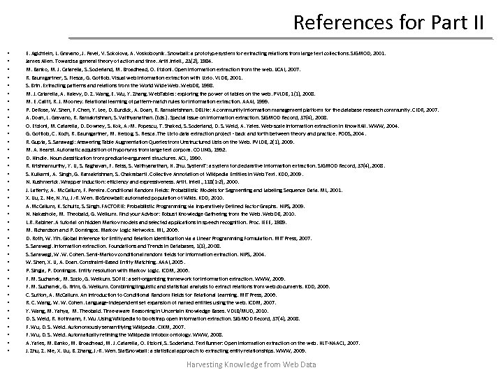 References for Part II • • • • • • • • • •