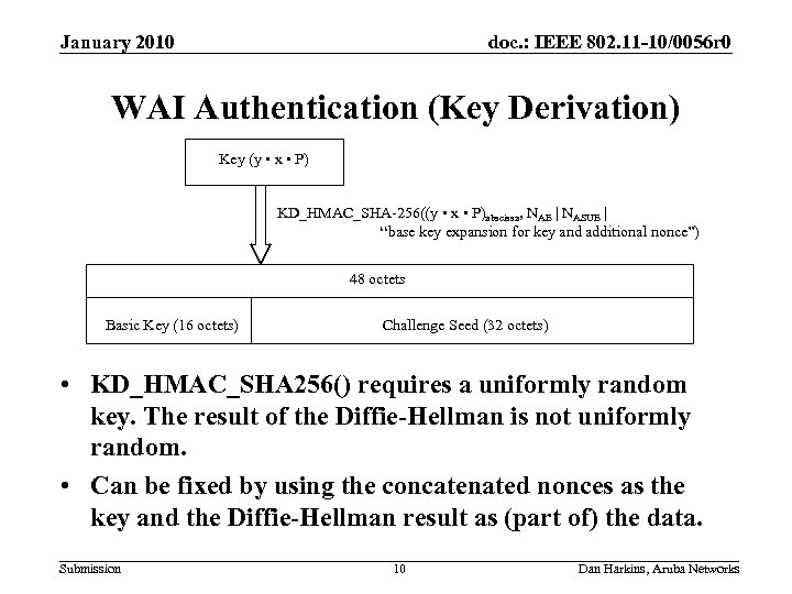 January 2010 doc. : IEEE 802. 11 -10/0056 r 0 WAI Authentication (Key Derivation)
