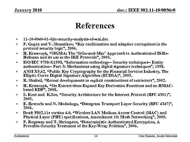 January 2010 doc. : IEEE 802. 11 -10/0056 r 0 References • • •