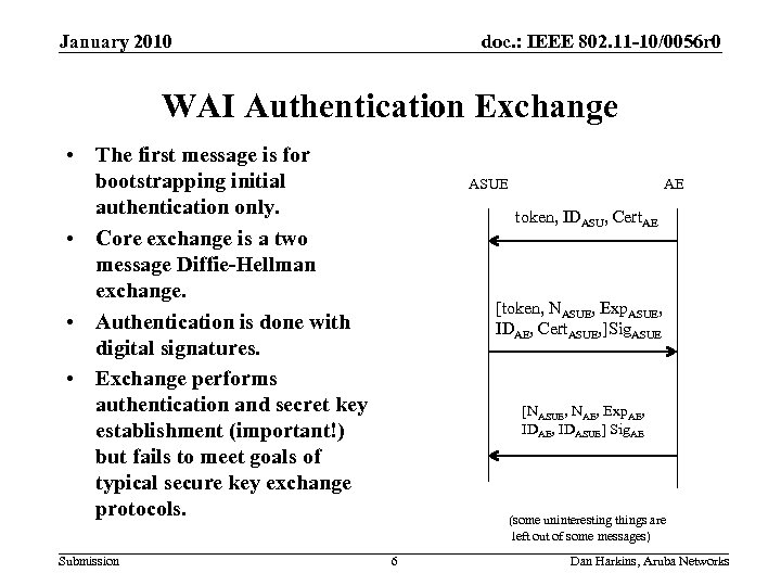 January 2010 doc. : IEEE 802. 11 -10/0056 r 0 WAI Authentication Exchange •