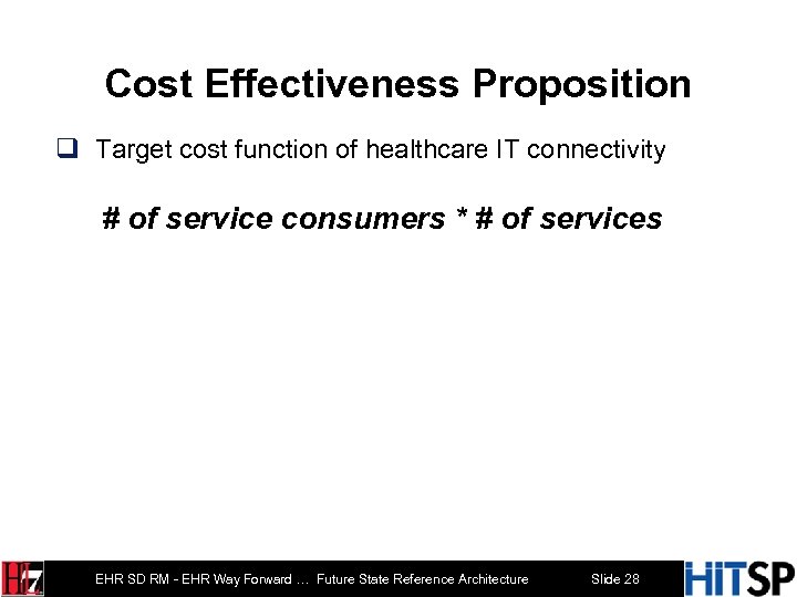 Cost Effectiveness Proposition q Target cost function of healthcare IT connectivity # of service