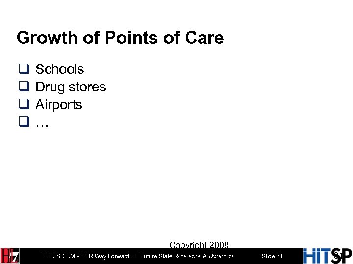 Growth of Points of Care q q Schools Drug stores Airports … Copyright 2009