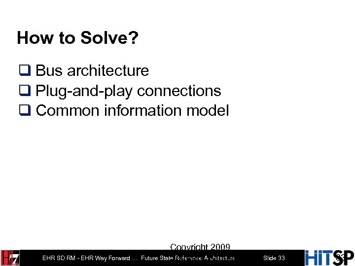 How to Solve? q Bus architecture q Plug-and-play connections q Common information model Copyright