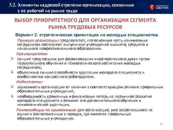 3. 2. Элементы кадровой стратегии организации, связанные с ее работой на рынке труда ВЫБОР
