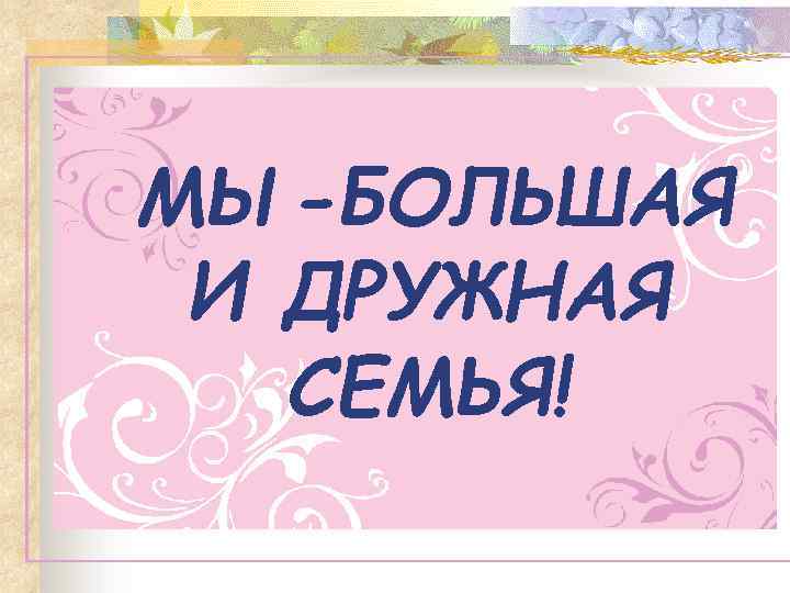 МЫ-БОЛЬШАЯ И ДРУЖНАЯ СЕМЬЯ! 