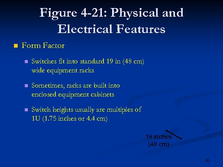 Figure 4 -21: Physical and Electrical Features n Form Factor n Switches fit into