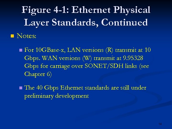 Figure 4 -1: Ethernet Physical Layer Standards, Continued n Notes: n For 10 GBase-x,