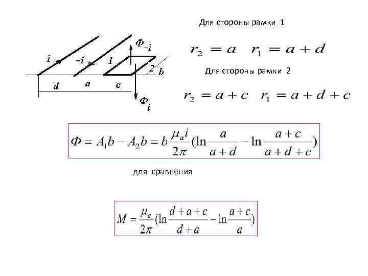 Для стороны рамки 1 Для стороны рамки 2 для сравнения 