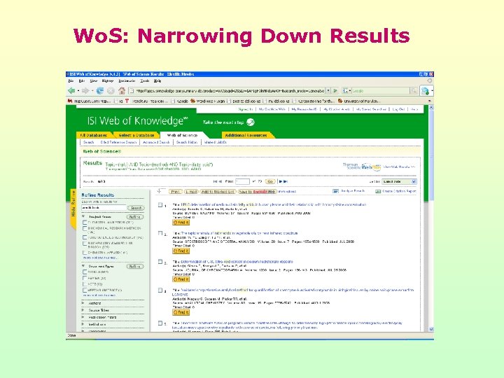 Wo. S: Narrowing Down Results 