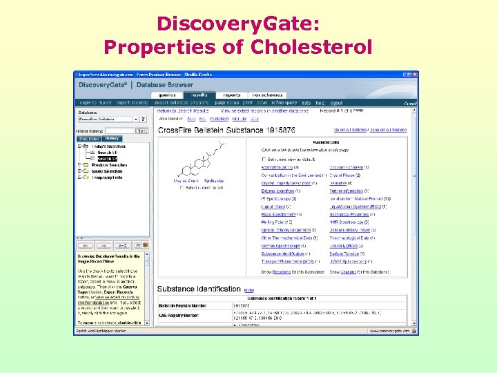 Discovery. Gate: Properties of Cholesterol 