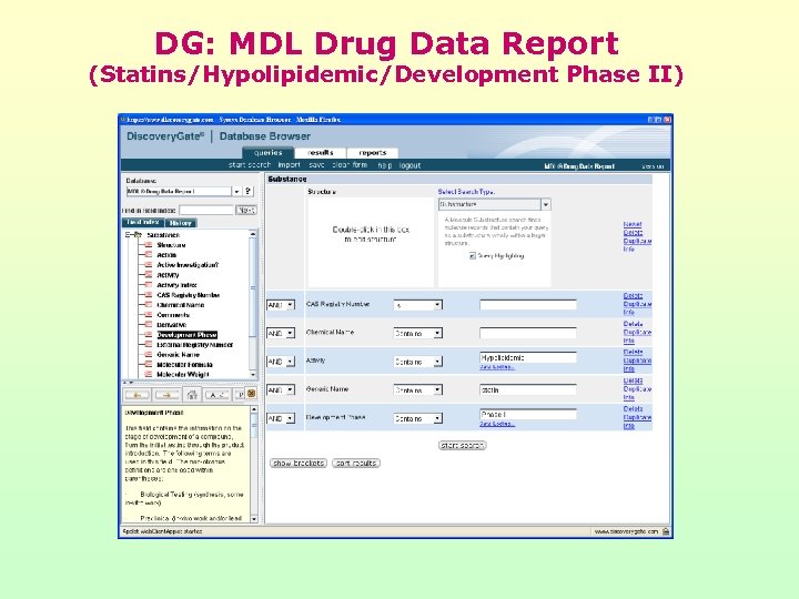 DG: MDL Drug Data Report (Statins/Hypolipidemic/Development Phase II) 