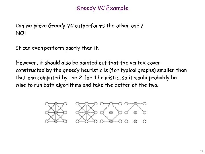 Greedy VC Example Can we prove Greedy VC outperforms the other one ? NO