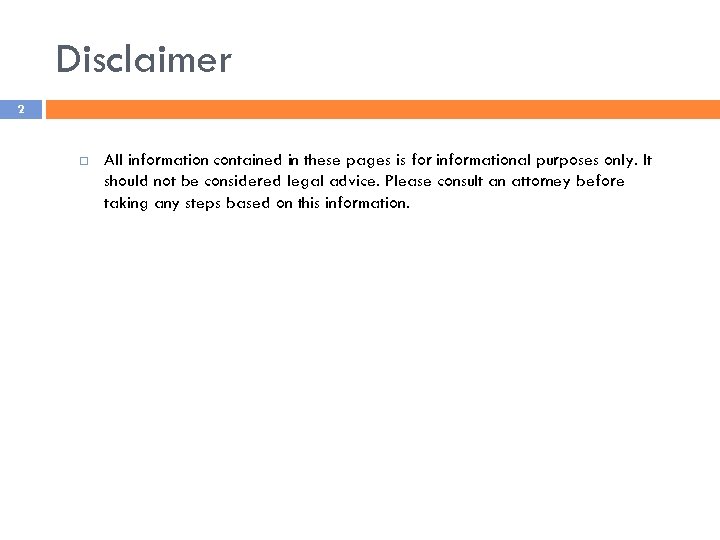 Disclaimer 2 All information contained in these pages is for informational purposes only. It