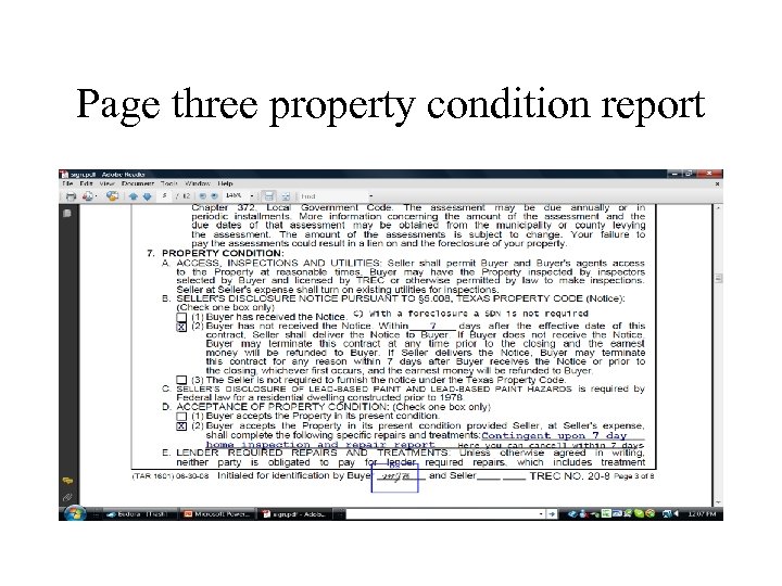 Page three property condition report 