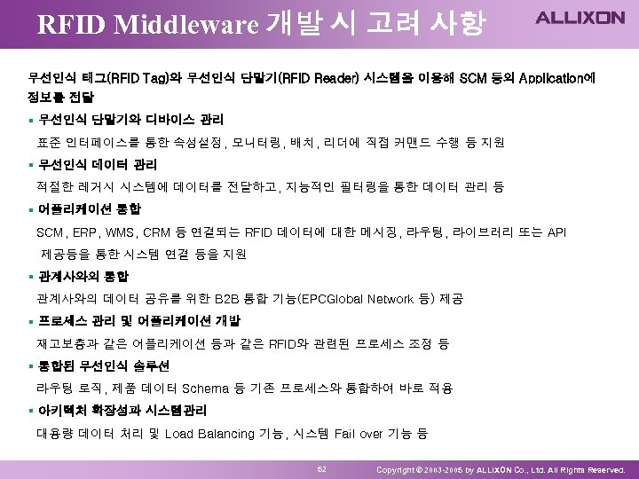 RFID Middleware 개발 시 고려 사항 무선인식 태그(RFID Tag)와 무선인식 단말기(RFID Reader) 시스템을 이용해