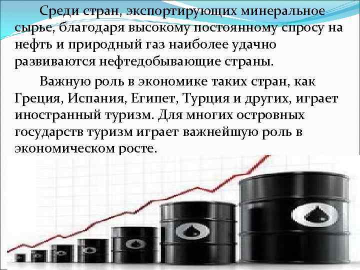 Среди стран, экспортирующих минеральное сырье, благодаря высокому постоянному спросу на нефть и природный газ