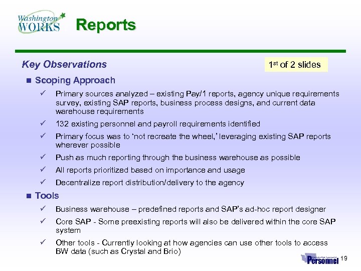 Reports Key Observations n 1 st of 2 slides Scoping Approach ü ü 132