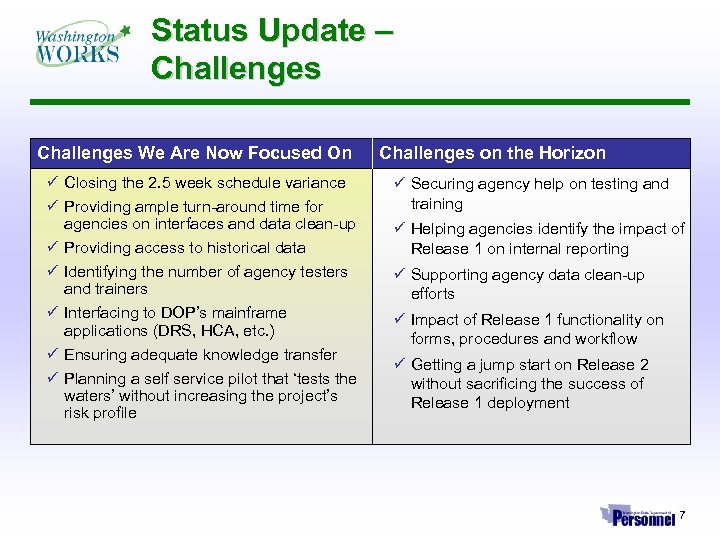 Status Update – Challenges We Are Now Focused On ü Closing the 2. 5